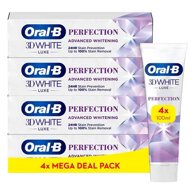 3D White Luxe Perfection Whitening Toothpaste, ml (100 ml x 4), Teeth Whitening & Teeth Stain Re