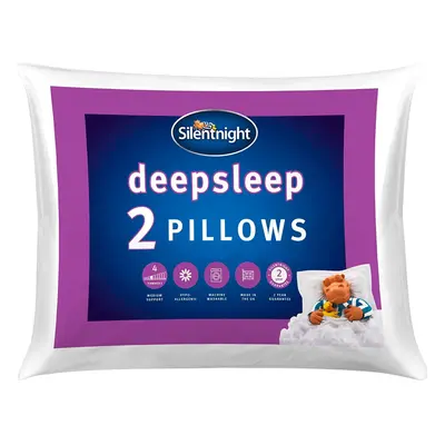 Silentnight Deep Sleep Pillows Medium Support Comfortable Hollowfibre Bed Pillows Back Side Slee