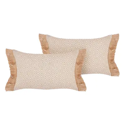 Set of Cushions Solid BOATH x cm Beige