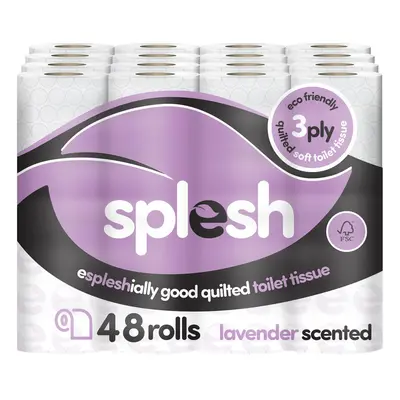 Splesh by Cusheen 3-ply Toilet Roll - Lavender Fragrance (48 Pack) Soft, Quilted Bulk Toilet Rol