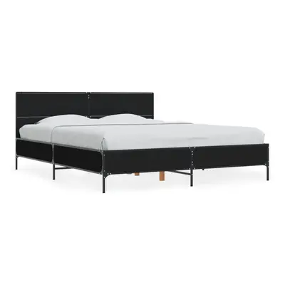 (black, x cm) vidaXL Bed Frame Home Bed Base Smoked Oak 140x190 cm Engineered Wood and Metal