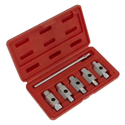 6 Piece Double Ended Drain Key Set - Sump Plug Removal - Tommy Bar - Steel