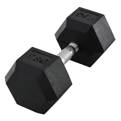 HOMCOM 17.5KG Single Rubber Hex Dumbbell Portable Hand Weights Home Gym