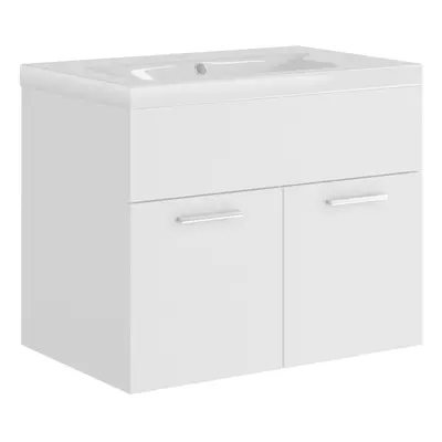 vidaXL Sink Cabinet with Built-in Basin White Engineered Wood Bathroom Cabinet