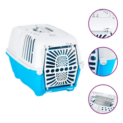 (55 x x cm) vidaXL Pet Carrier Cat Carrier Dog Carrier Crate White and Blue Polypropylene