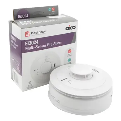 AICO EI3024 MULTI SENSOR COMBINED FIRE ALARM (OPTICAL + HEAT) + YR RECHARGEABLE LITHIUM BACK UP