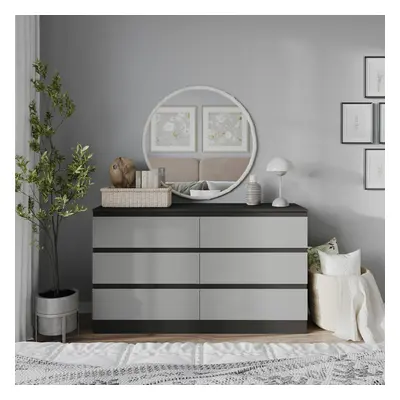 (Black Carcass + Grey Drawers) 120cm Modern Wooden Chest of Drawers Bedroom Furniture Storage Be