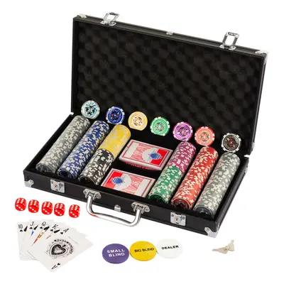 300 Pieces Texas Holdem Numbered Poker Chips Set with Case Kit