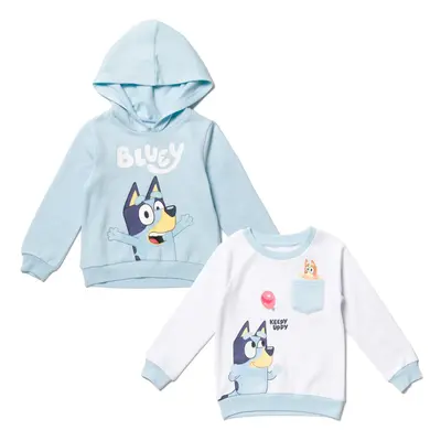 Bluey Bingo Toddler Boys Fleece Pullover Hoodie and Sweatshirt Blue/Wh