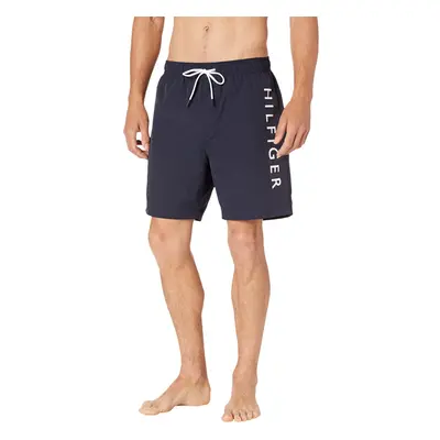 Tommy Hilfiger Men's Standard 7"" Swim Trunks Navy Logo