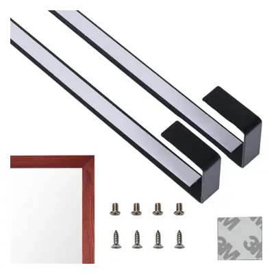 BLACK OverTheDoor Mirror Hanger Set HeavyDuty Adjustable 145inch Door Mirror Hangers w Protectiv