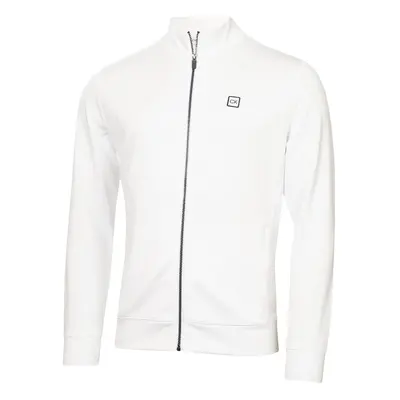 (L, White) Calvin Klein Mens Concord Full Zip Stretch Soft Wicking Golf Sweater