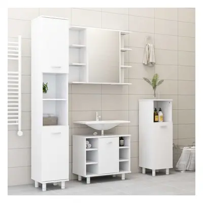 vidaXL Bathroom Furniture Set Piece White Chipboard Washroom Storage Cabinet