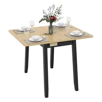 Extendable Dining Table Space-Saving Folding Kitchen Table w/Storage Compartment