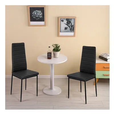 Set of Modern Faux Leather Armless High Back Dining Chairs