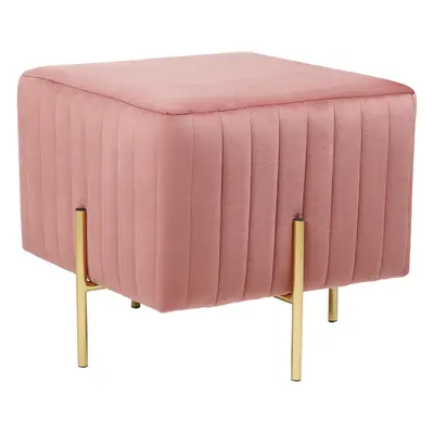 Footstool DAYTON Pastel Pink Velvet