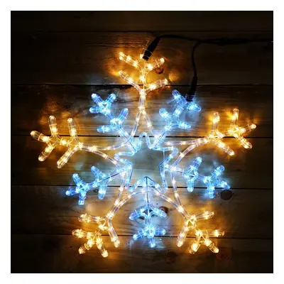 66cm Christmas Flashing Cool and Warm White Multi Function Snowflake Rope Light LED lights Outdo