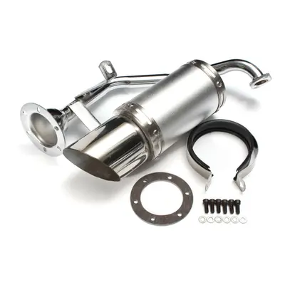 (Silver) 50mm/2in Motorcycle Exhaust System Stainless Steel Short Carbon Fiber For GY6 150cc Str