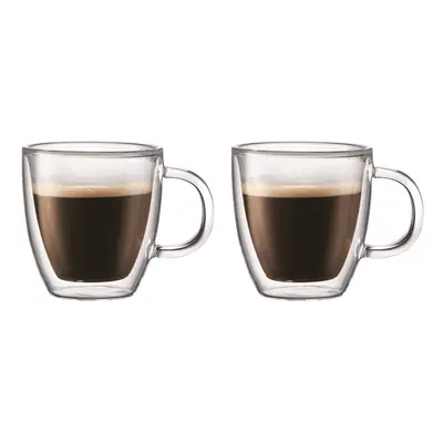 Bodum BISTRO Espresso Mugs Set (Double-Walled, Dishwasher Safe, 0.15 L/5 oz) - Pack of 2, Transp