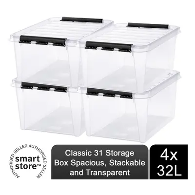 SmartStore Classic Transparent Storage Box 32L, 4pk