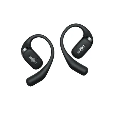 (Black) Shokz OpenFit Headphone Wireless Bluetooth Sweat Resistant Open Ear Construction