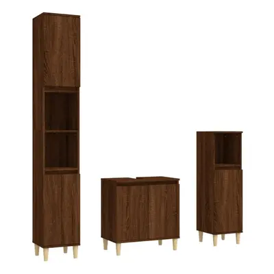 (brown oak) vidaXL Bathroom Furniture Set Washroom Vanity Unit Piece Engineered Wood