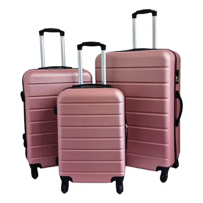 3pcs ABS Lightweight Wheel Luggage Pink/Rose Gold Suitcase Travel Cabin Bag Hand Case Trolley