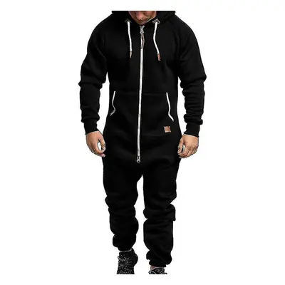 (Men Onesie Hoodie Zip Jumpsuit Winter Casual Hooded Romper Playsuit) Men Onesie Hoodie Zip Jump