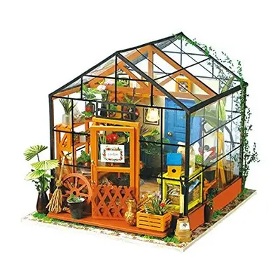 Robotime 3D DIY House Kit Greenhouse with LED Light Miniature Model Making Woodcraft DollhousePu