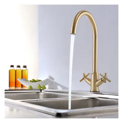 (Gold) G1/2 Stainless Steel Dual-Handle Kitchen Faucet Kitchen Tap