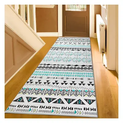 (80x300 cm, ZURI- PRINTED RUG) Modern Non-Slip Rugs Printed Geometric Carpet Mat