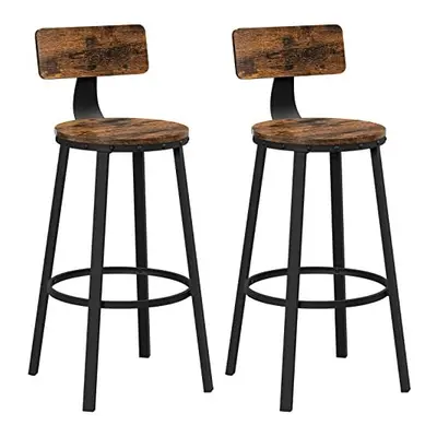 VASAGLE Bar Stools, Kitchen Stools, Set of Tall Bar Chairs with Backrest, Steel Frame, cm High S