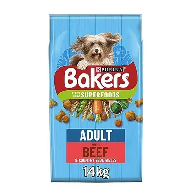 Bakers Adult Dry Dog Food Beef and Veg kg, Packaging May Vary