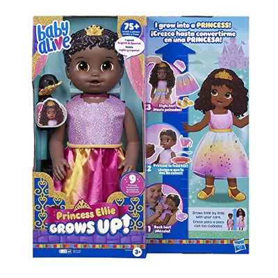 Princess Ellie Grows Up! Black Hair Doll, Interactive Baby Doll with Accessories, Talking Baby D