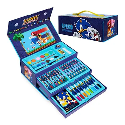 Sonic The Hedgehog Art Set for Girls Boys Colouring Sets for Children Plus Pieces Travel Set Car