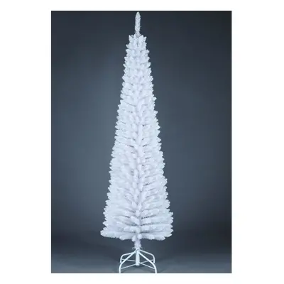 7Ft/2.1M Artificial White Frosted Slim Christmas Pencil Pointed Tips