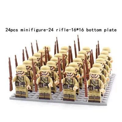 (D-24pcs) Minifigures Military Building Blocks 24pcs Eight-nation Phalanx Rifle Models Accessori