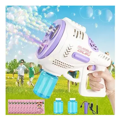 Bubble Machine Gun for Kids - Automatic Bubble Blaster 360Leak-Proof with LED Lights, Rechargeab