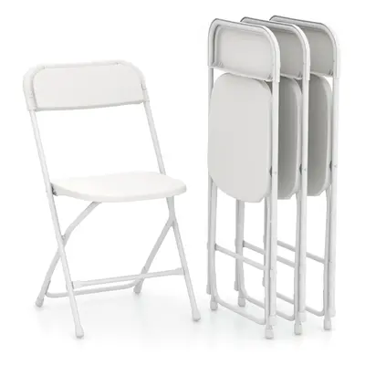 4Pack Metal Folding Chairs Portable Patio Chairs w/ Plastic Seat & Back