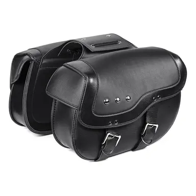 Motorcycle PU Leather Luggage Saddlebags Black