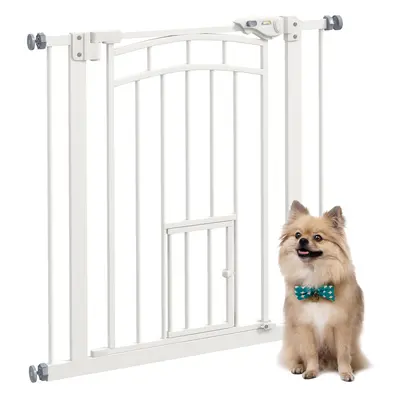 PawHut Pressure Fit, Safety Gate Dog Gate w/ Small Cat Door Opening, 74-80cm