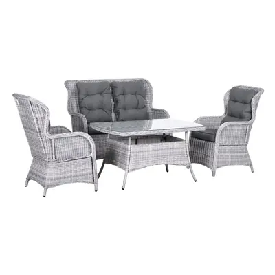 Outsunny PCs Outdoor Rattan Sofa Set, Wicker Sectional Sofa Set Mixed Grey