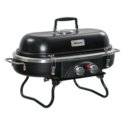 Outsunny Foldable Burner Gas BBQ Grill w/ Burners for Camping Picnic Cooking