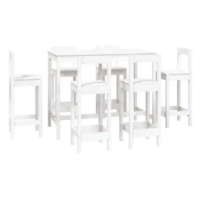 (White) vidaXL Solid Wood Pine Bar Set Piece Wooden Bistro Bar Stool Multi Colours