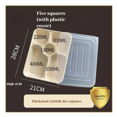 (1400ml five grid+PP cover) (100) Disposable Multi -Latter Box Purchibutic Can Be Deductable Ric