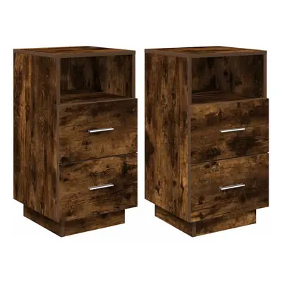 (Smoked oak, pcs) vidaXL Bedside Cabinets pcs with Drawers White 36x36x68 cm bedside table