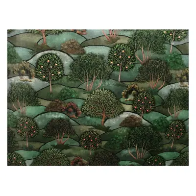 Green Meadow Velvet Curtain Upholstery Cushion Plush Soft Velvet Tree Fabric (Per Half Metre)