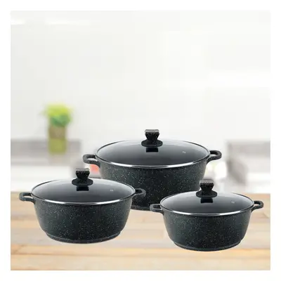 SQ Professional Nea Marbell 3pc Diecast Non-Stick Stockpot Set