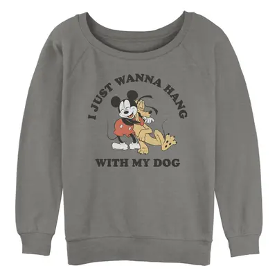 Disney Women's Classic Mickey Dog Fill Lover Junior's Raglan Pullover