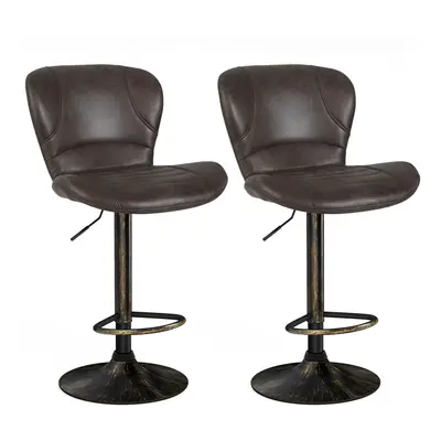 Set of Bar Stools Swivel Bar Chair PU Leather Bar Height ChairÂ w/Footrest